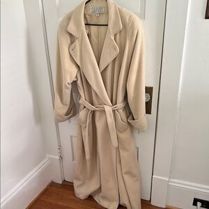 Searle Cream Full Length Coat with Tie Belt